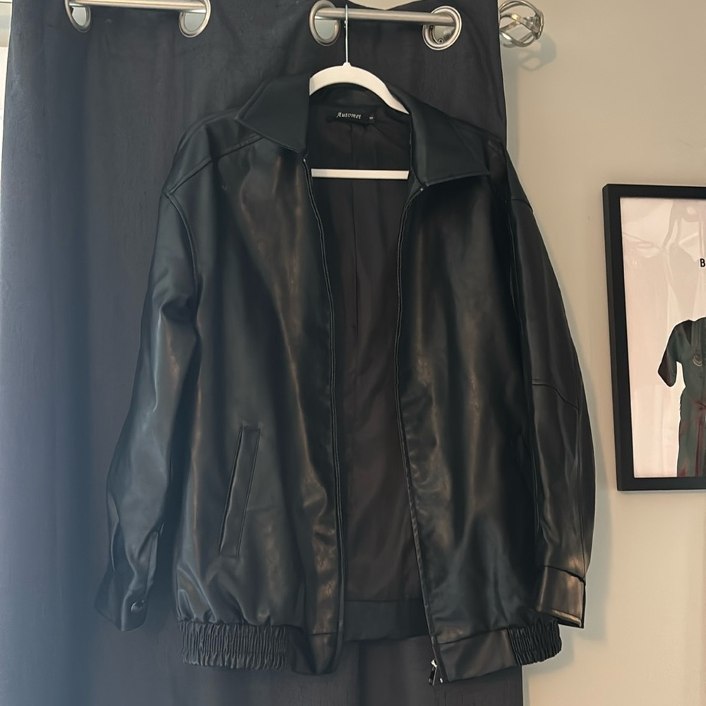 Oversized Leather Bomber Jacket